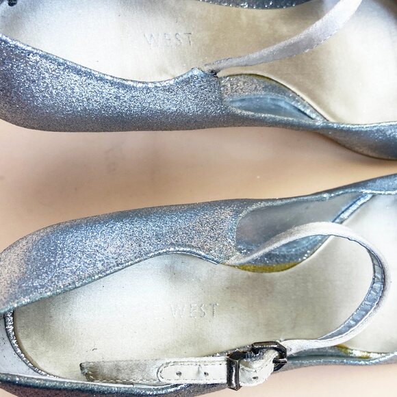 NIne West Peekaboo Silver Ankle Strap Pump - Size 8.5 - Picture 9 of 11